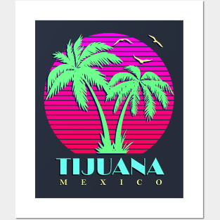 Tijuana Mexico Palm Trees Sunset Posters and Art